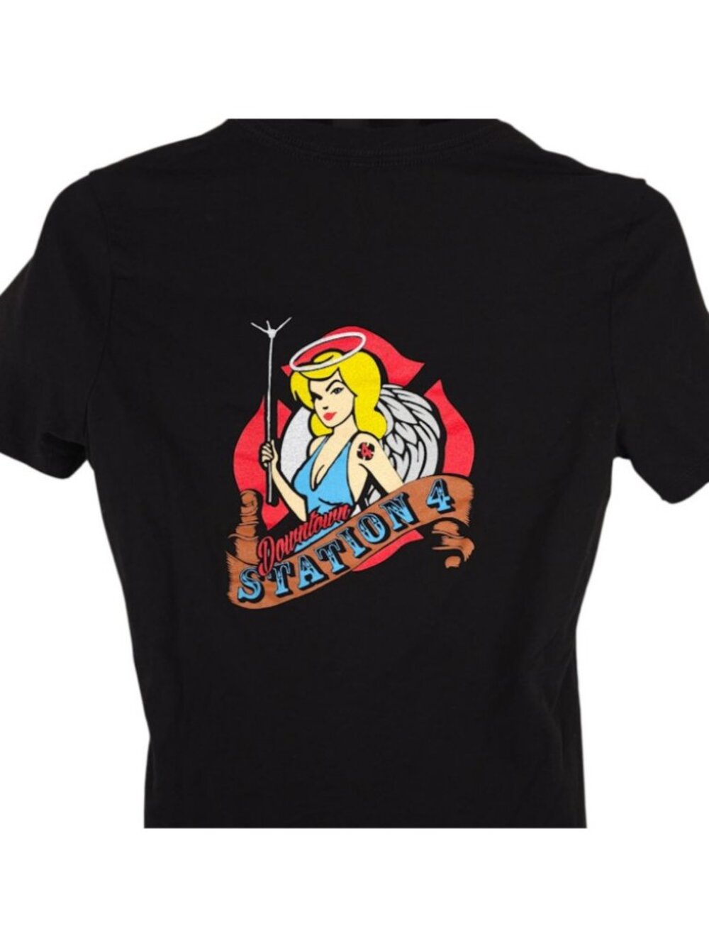 Vegas Firefighter T Shirt Womens Size Medium Black Downtown Station 4